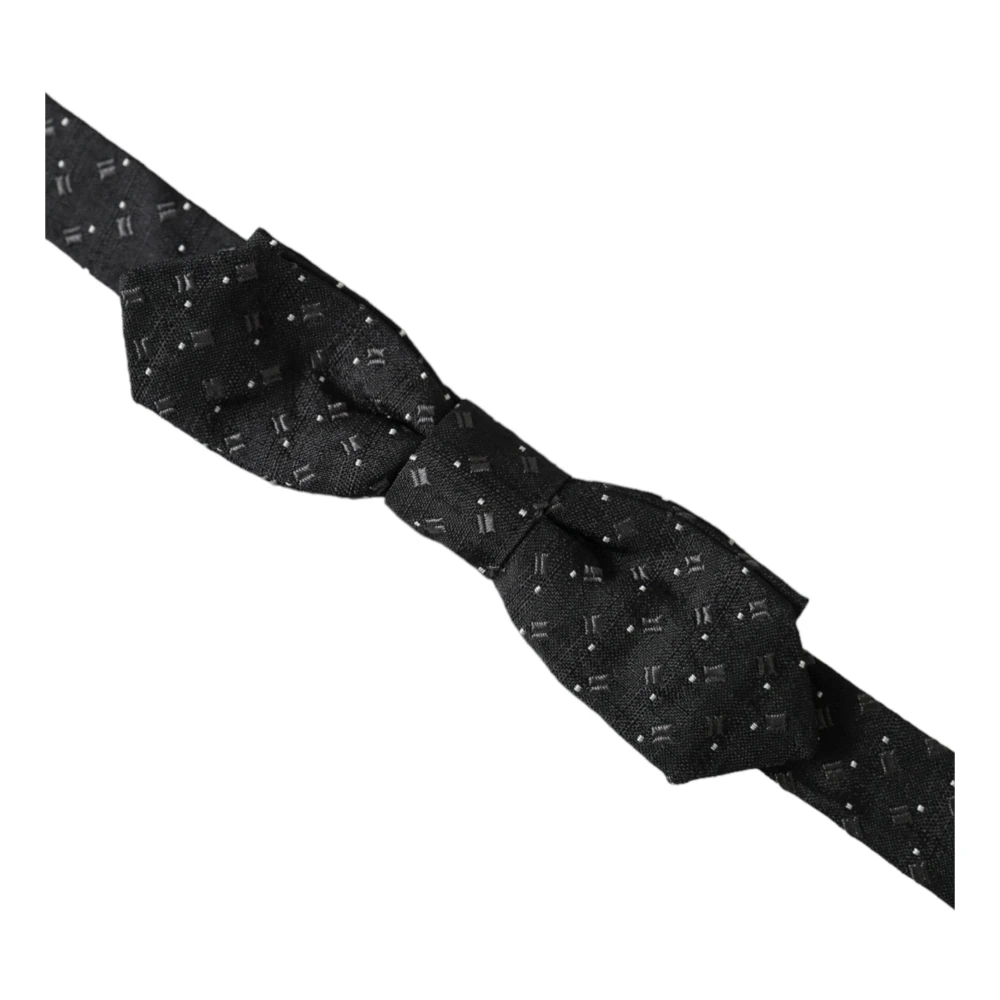 Dolce & Gabbana Verstelbare Patroon Zijden Heren Vlinderdas Black Unisex