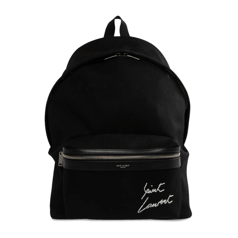 Saint Laurent Zwarte rugzak met dubbele ritssluiting Black Heren