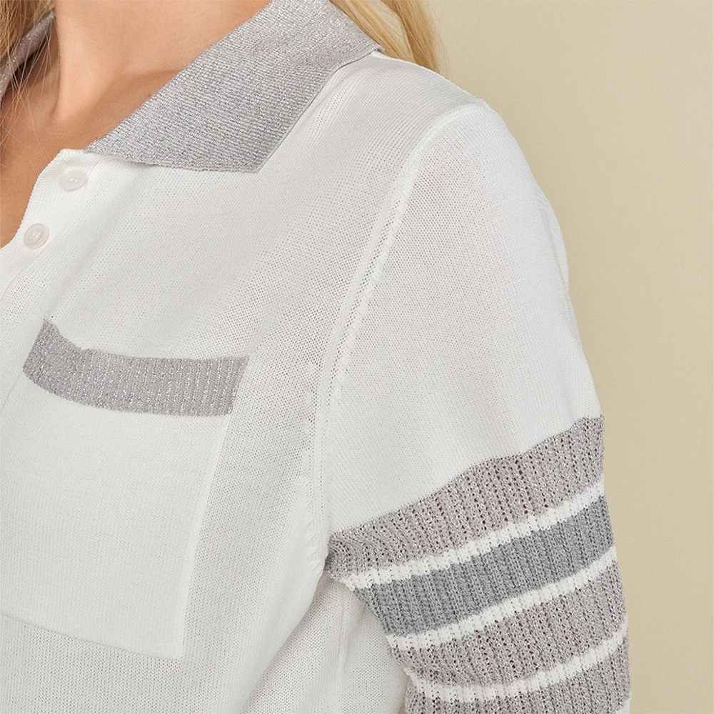 Marie Méro Wit Poloshirt met Grijze Kraag White Dames