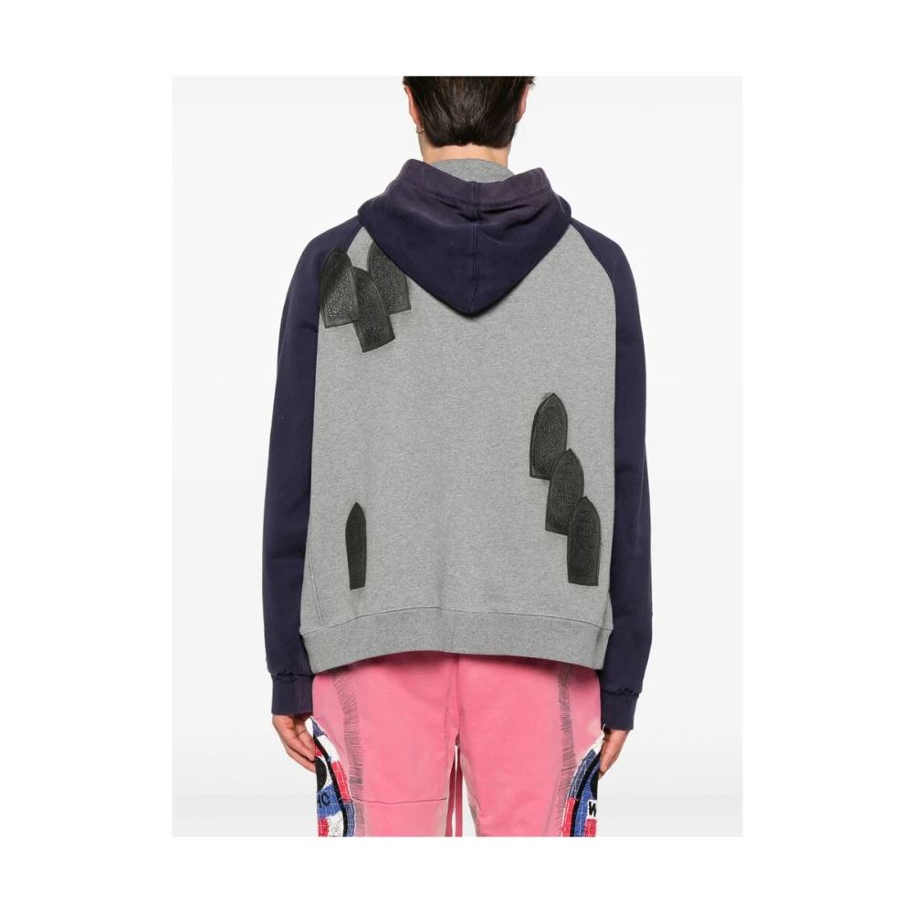 Who Decides War Gedistresseerde Katoenen Trui met Patchdetail Gray Heren