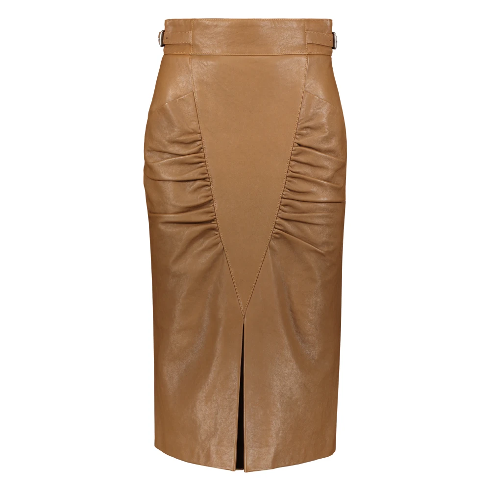 Gucci Elegante midi-rok met zijdelingse plooien Brown Dames