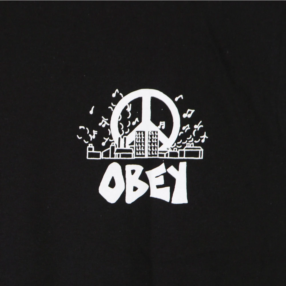 Obey Klassieke Zwarte Heren Tee met Print Black Heren