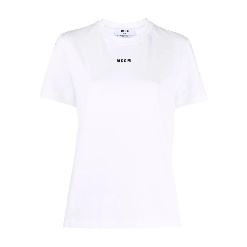 Msgm Wit Katoenen Logo T-shirt Vrouwen White Dames