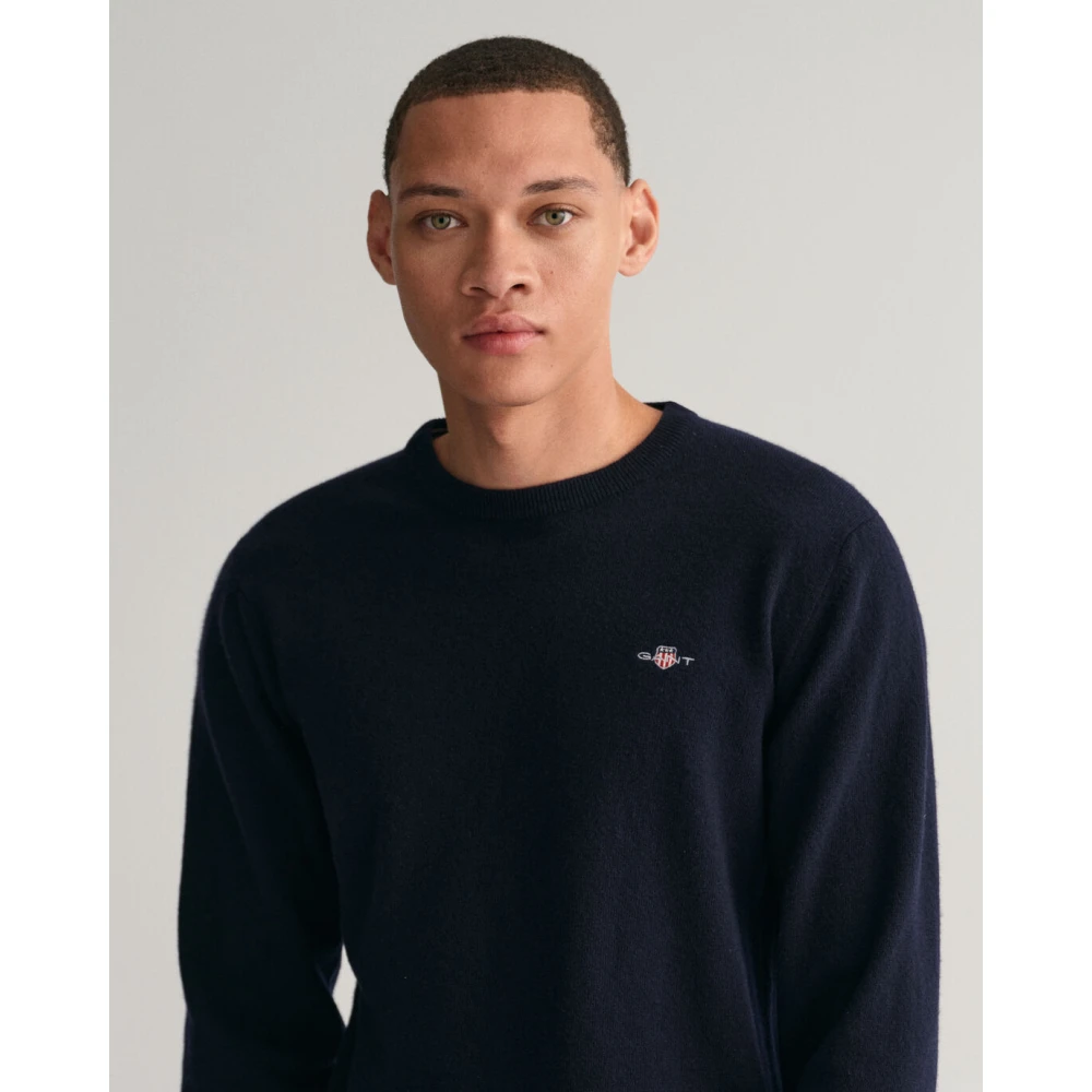 Gant Klassieke Wollen Trui Blue Heren