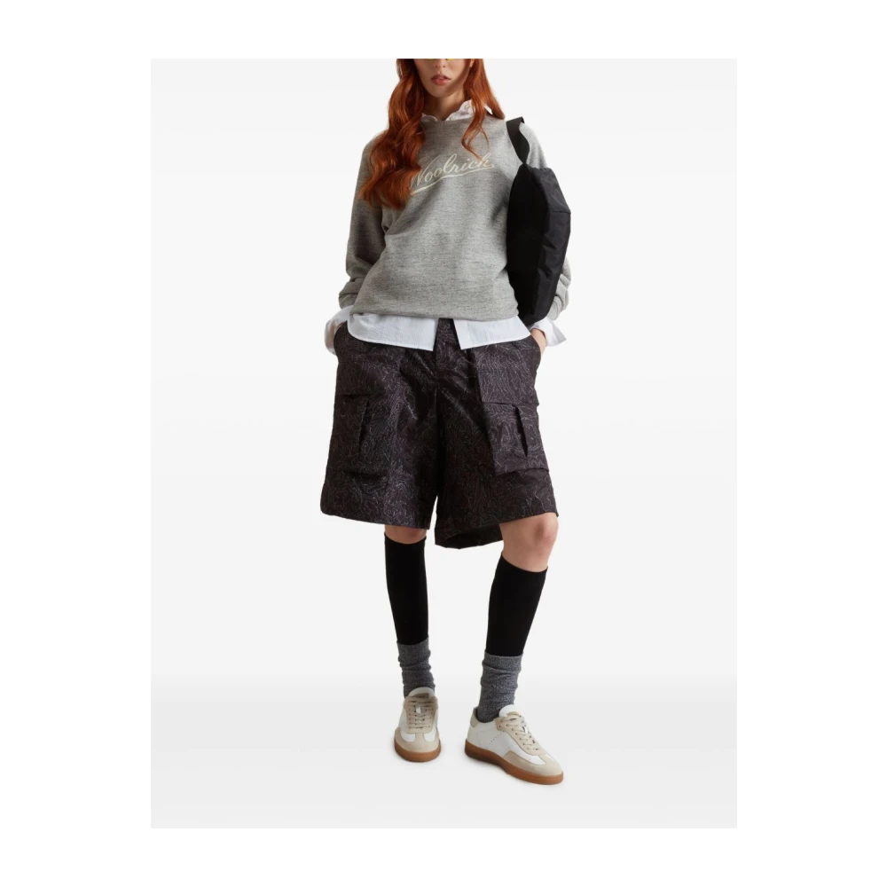 Woolrich Grijze Crew Neck Sweater met Logo Print Gray Dames