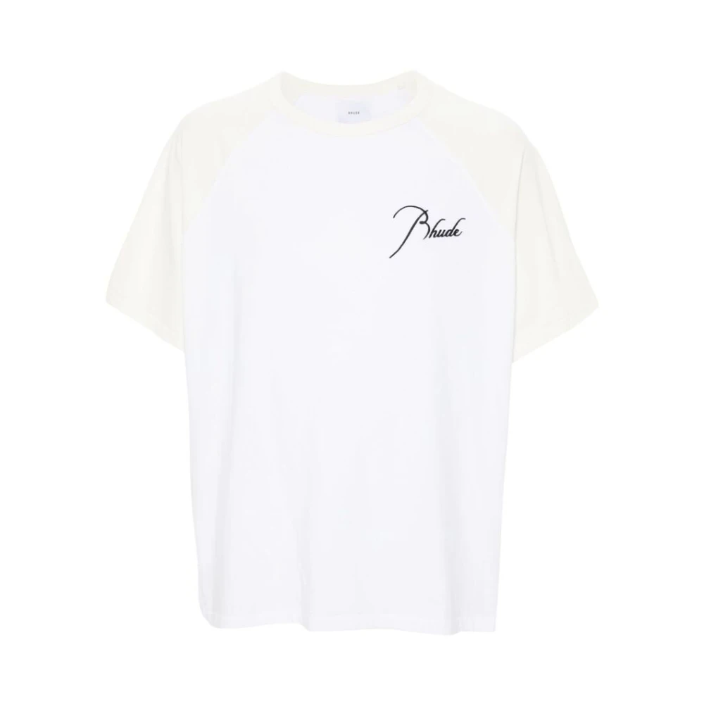 Rhude Witte Katoenen Jersey Crew Neck T-shirt White Heren