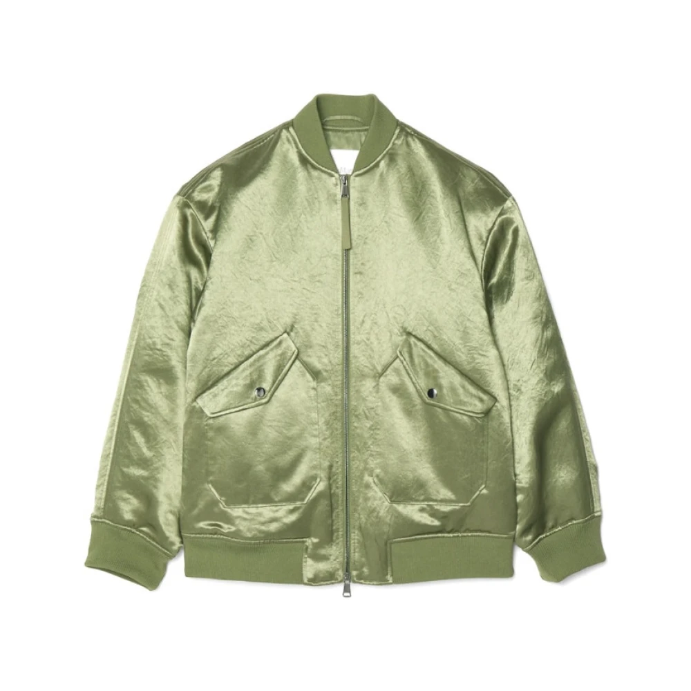 Max Mara Satin Bomberjack in Khaki Green Dames