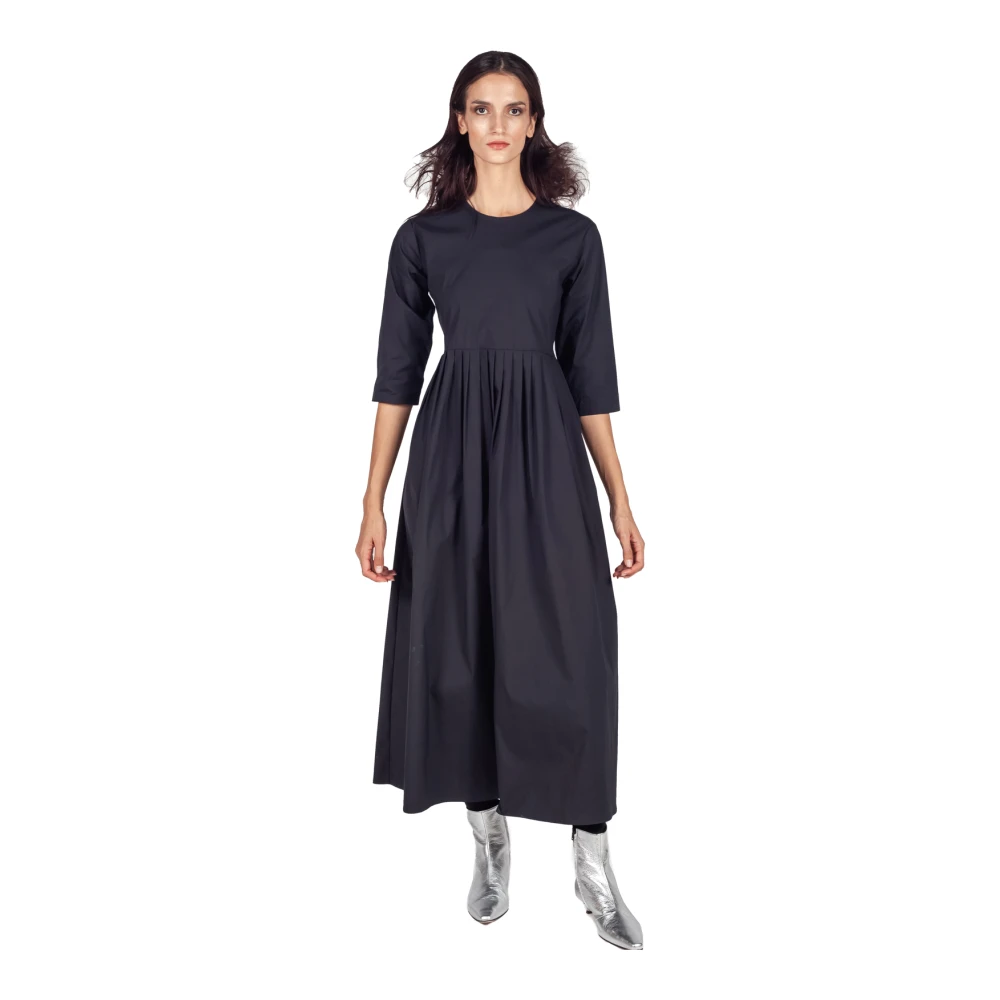 Liviana Conti Zwarte Geplooide Maxi Jurk met Volant Black Dames