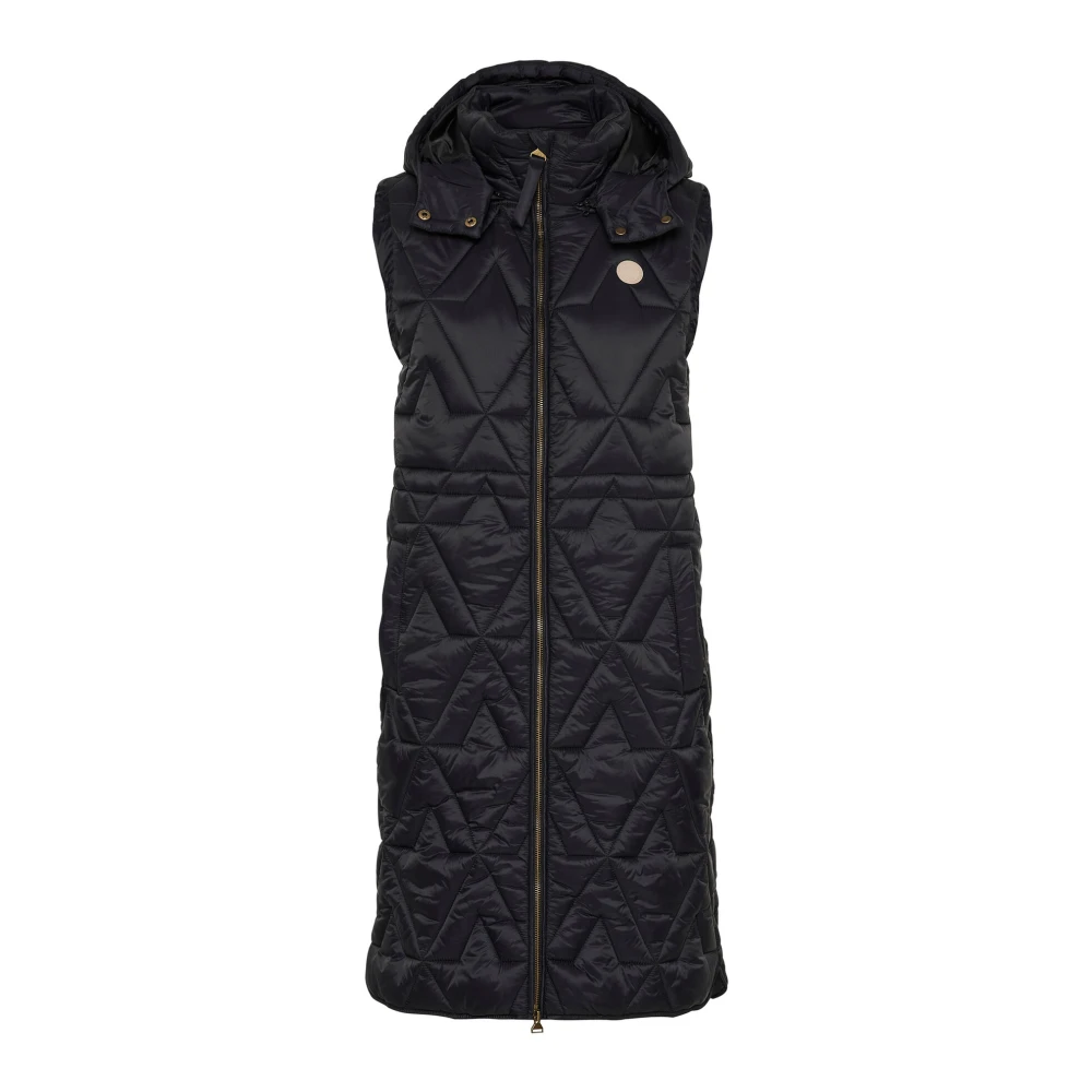 Cream Gewatteerd Vest Blauw Zwart Black Dames