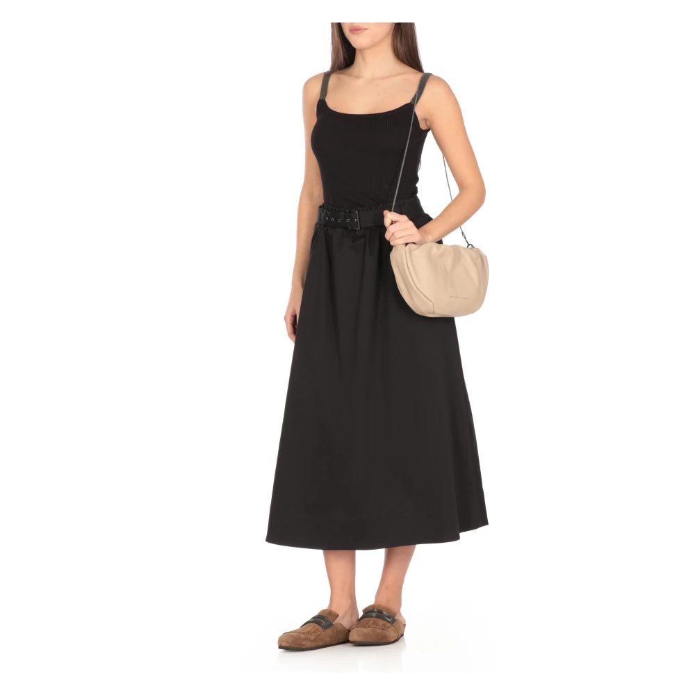 BRUNELLO CUCINELLI Beige leren schoudertas met logo Beige Dames