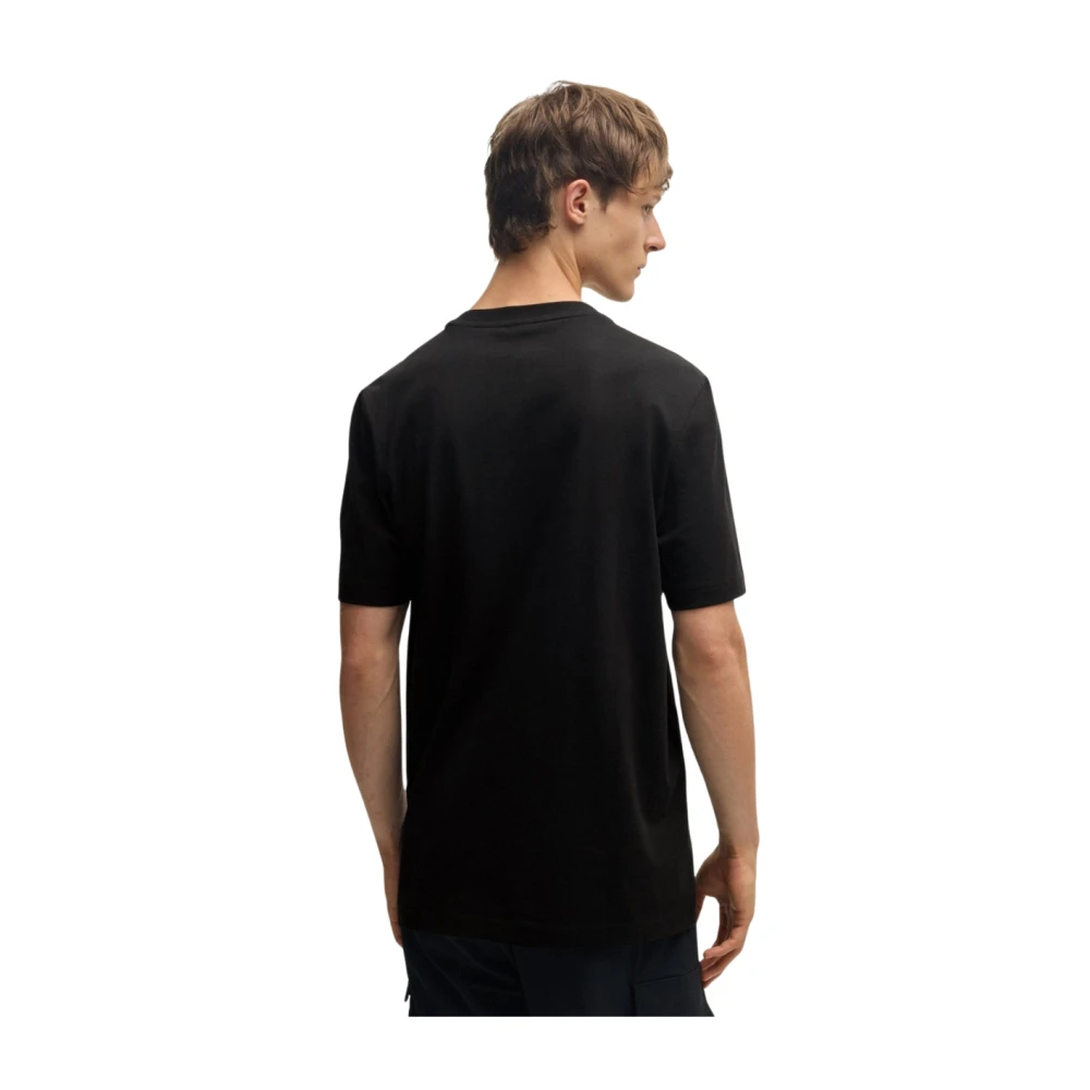 Hugo Boss Heren Katoenen Ronde hals T-shirt met Voorkant Print Black Heren