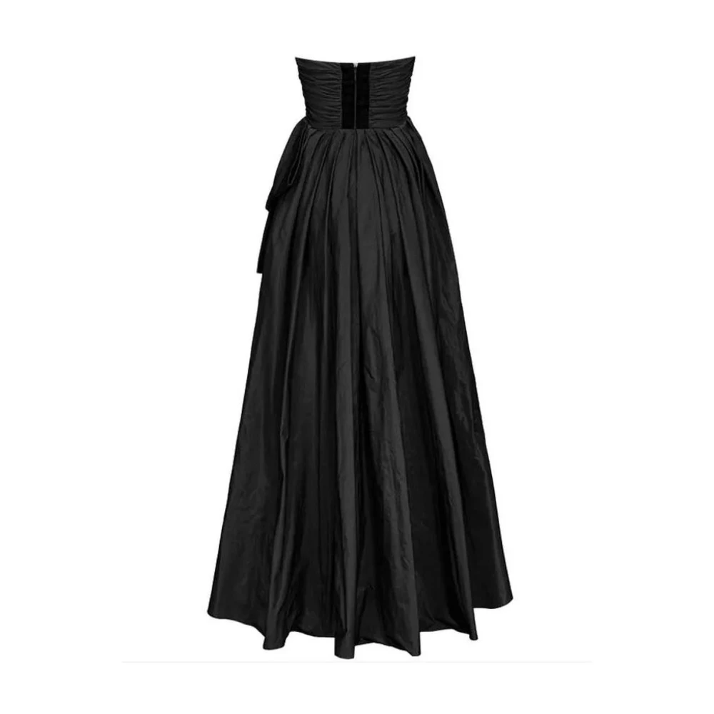 pinko Zwarte Zijden Strapless Jurk met Lintdetail Black Dames