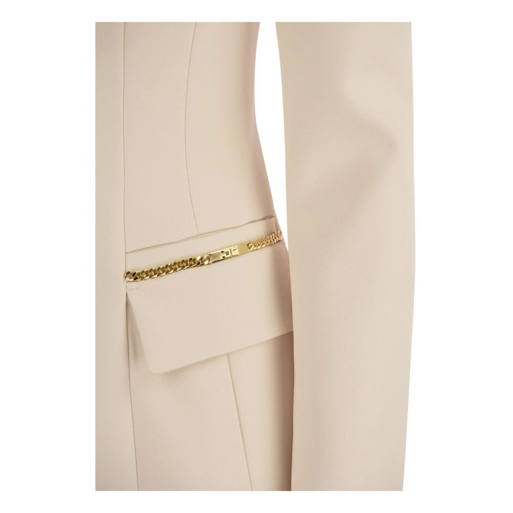 Elisabetta Franchi Dubbel stretch crepe jasje met gouden metalen accenten Yellow Dames