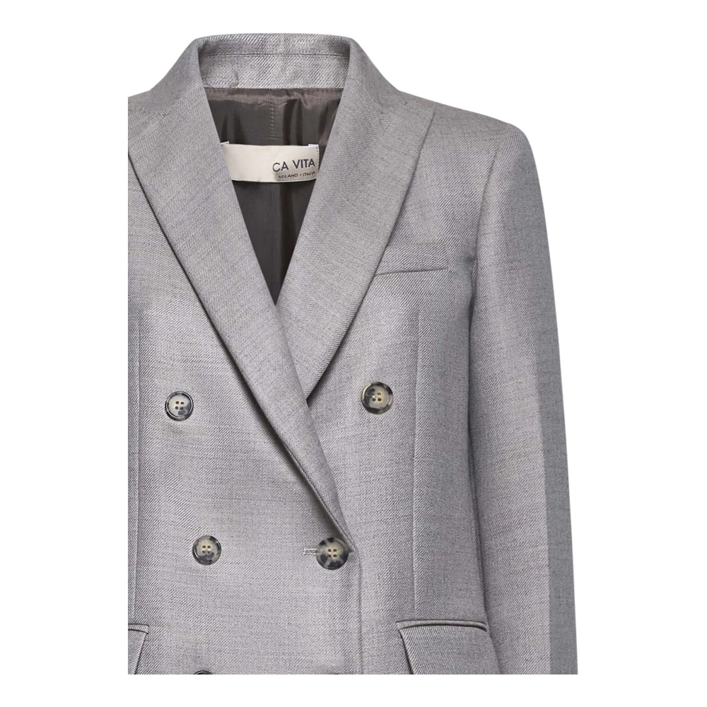 Blanca Vita Double-breasted beige jas met peak revers Beige Dames