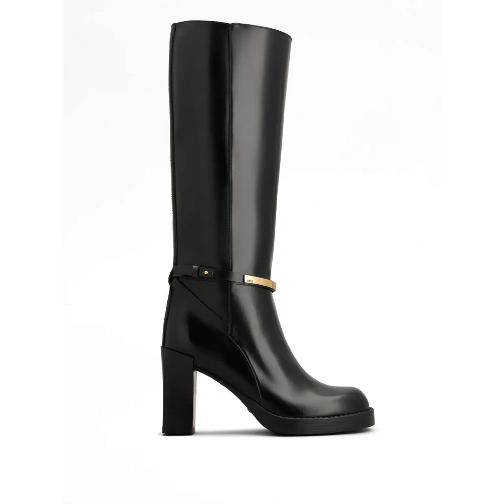 Tod's Women's Black Heeled Boots, 6 Uk, Leather Ankle Boots