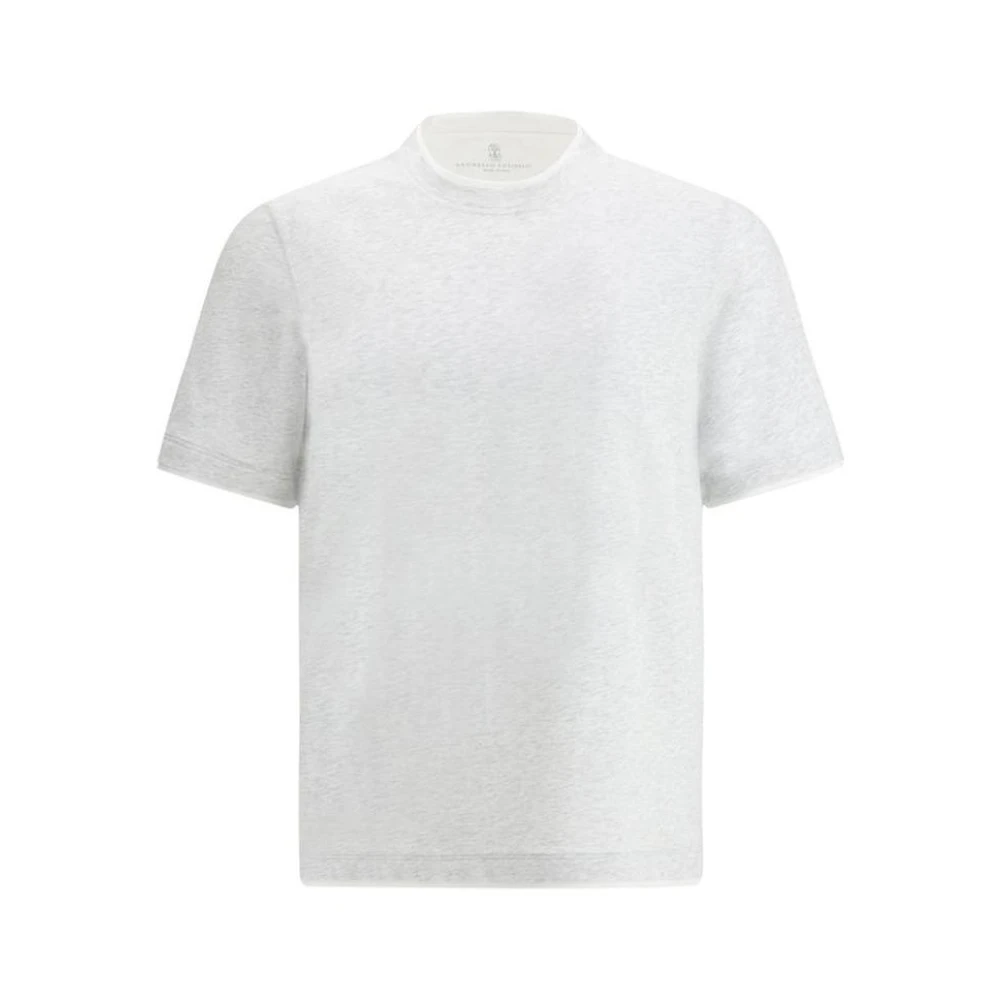 BRUNELLO CUCINELLI Heren Dubbellaags T-shirt Gray Heren