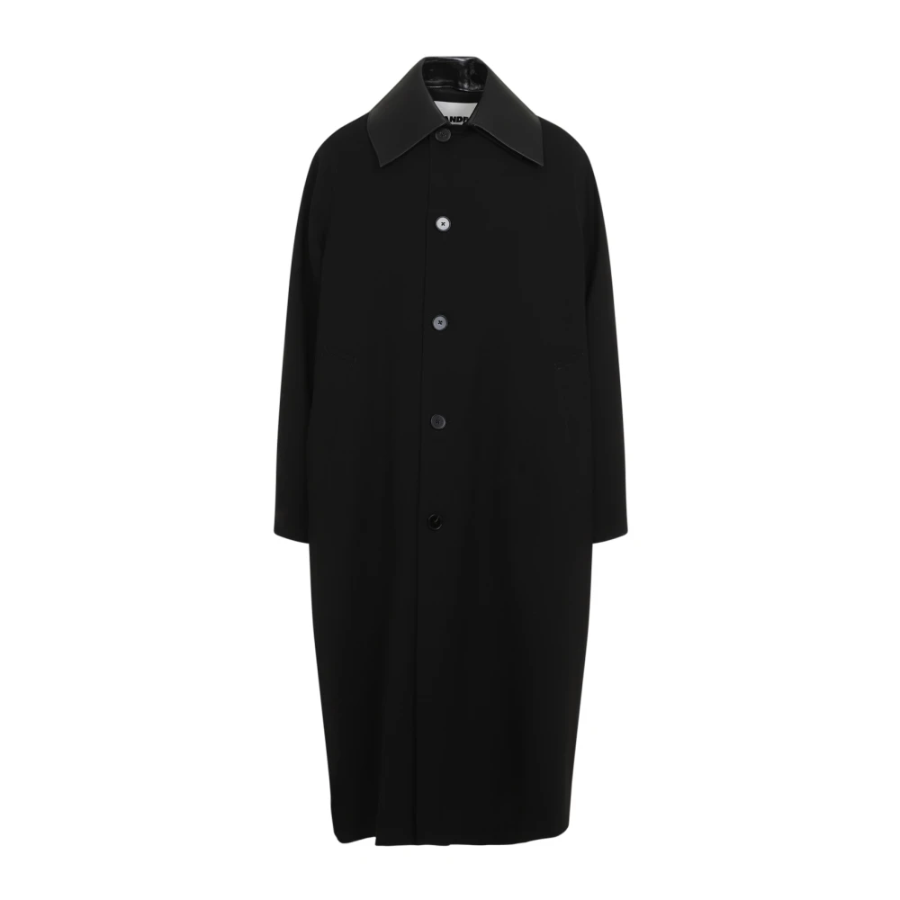 Jil Sander Elegante Zwarte Wollen Jas Aw24 Black Heren