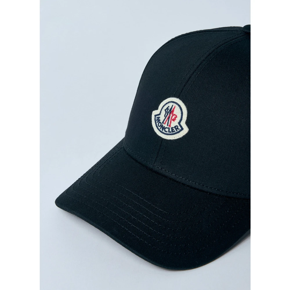 Moncler Katoenen Twill Logo Baseballpet Black Heren