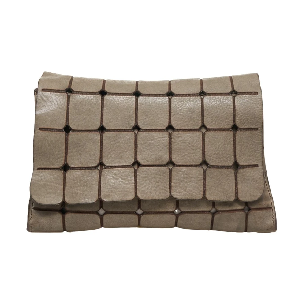 Campomaggi Grijze leren crossbody tas met ritssluiting Gray Dames