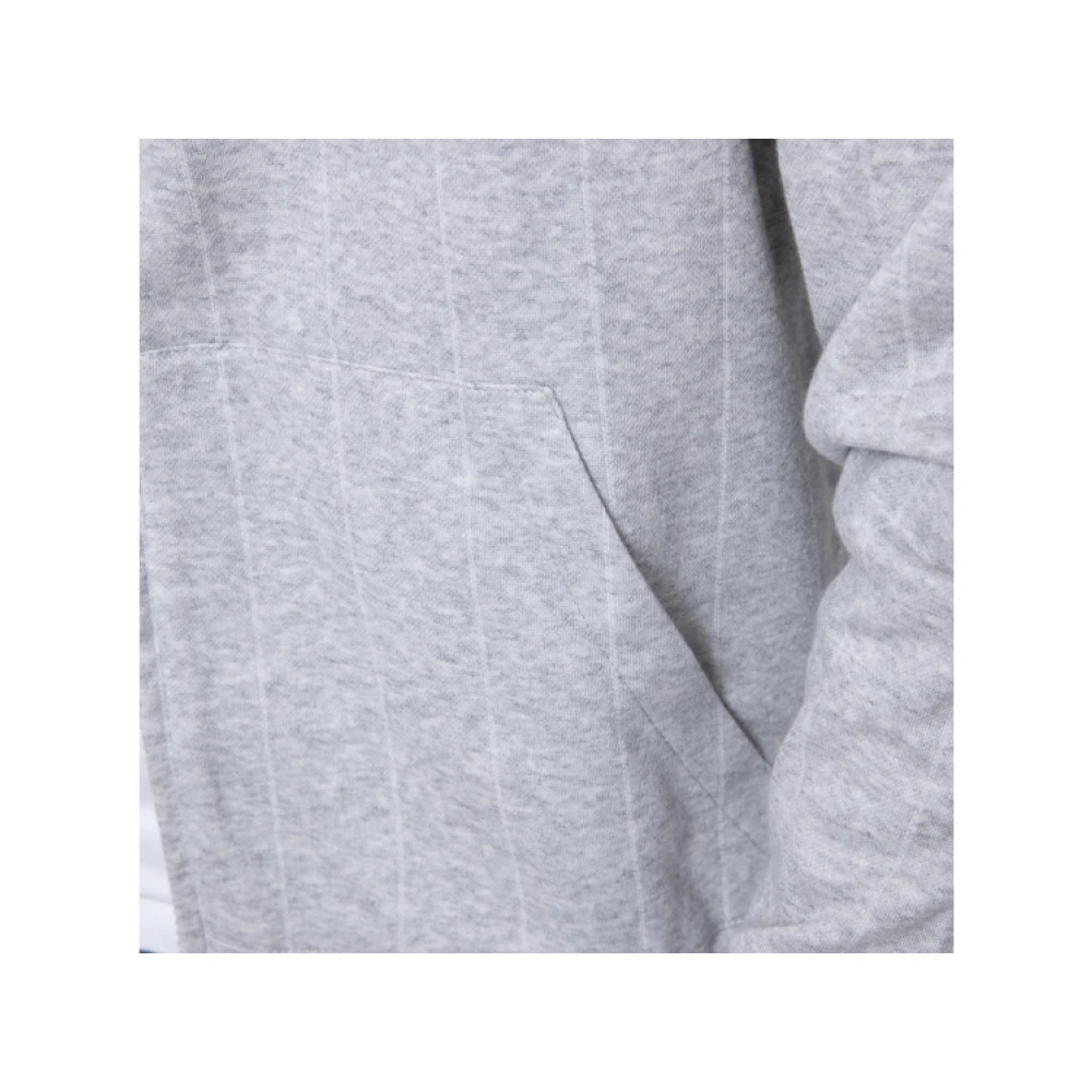 Eleventy Grijze Gestreepte Hoodie met Rits Gray Heren