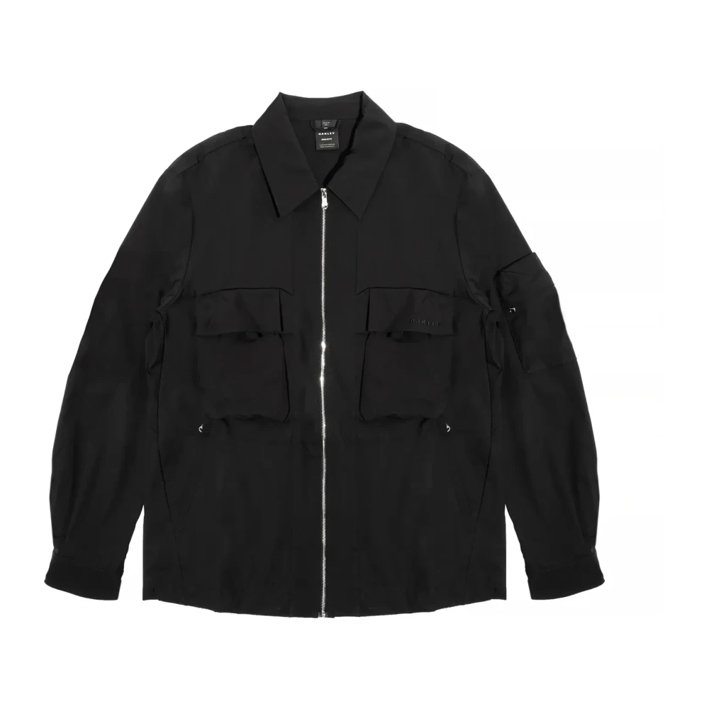 Oakley Black Windbreakers, Male, M, Out Full Zip Jacket Sporty Style