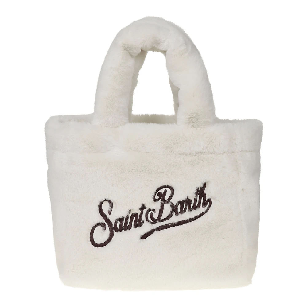 Saint Barth Witte Synthetische Bont Handtas met Handvatten White Dames