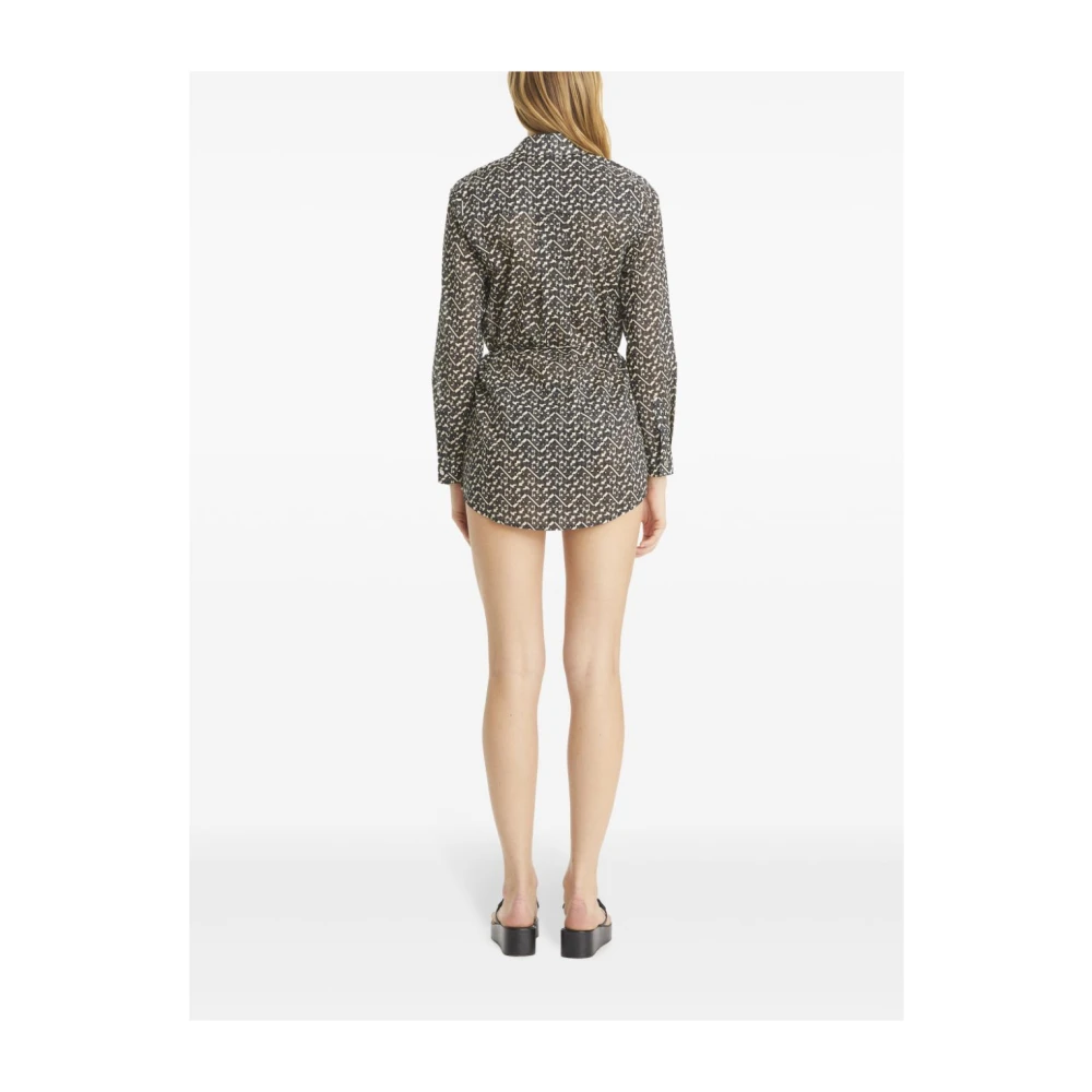 TORY BURCH Grafische Print Knoopjurk Black Dames