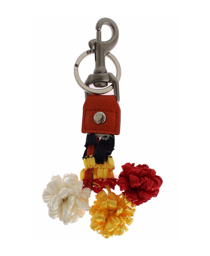 chic-multicolor-raffia-and-leather-keychain