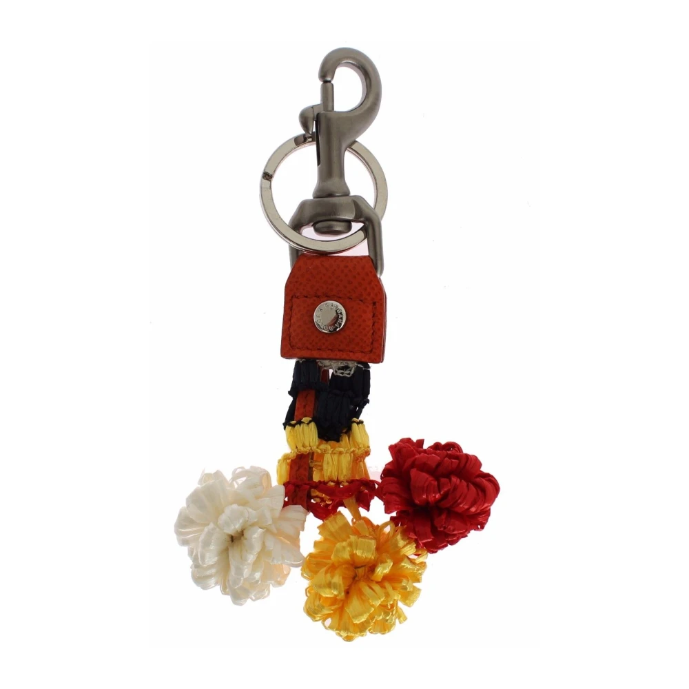 Dolce & Gabbana Unisex Chic Multicolor Raffia & Leather Keychain
