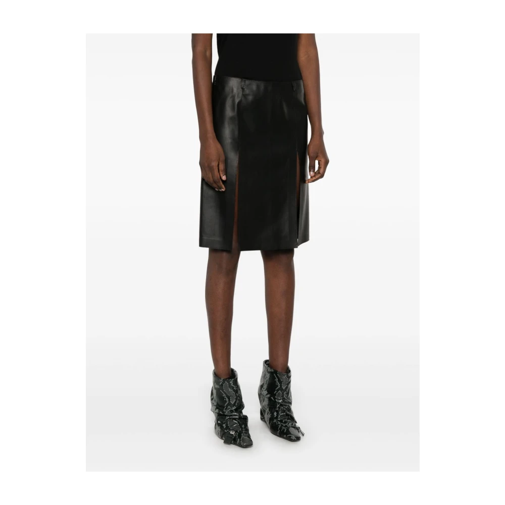 The Attico Zwarte Leren Rok Elegante Stijl Black Dames