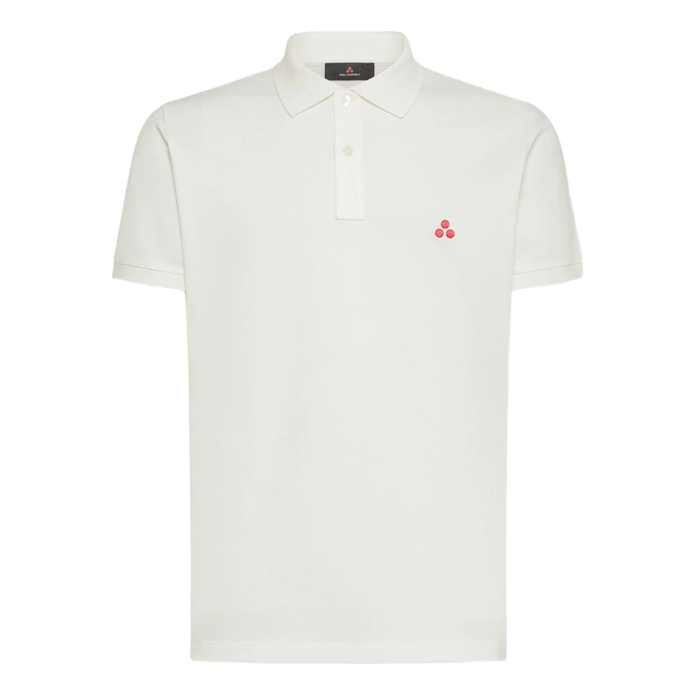 Peuterey Mannelijk Wit Tops Heren, S, Katoen, Poloshirt Met Geborduurd Logo