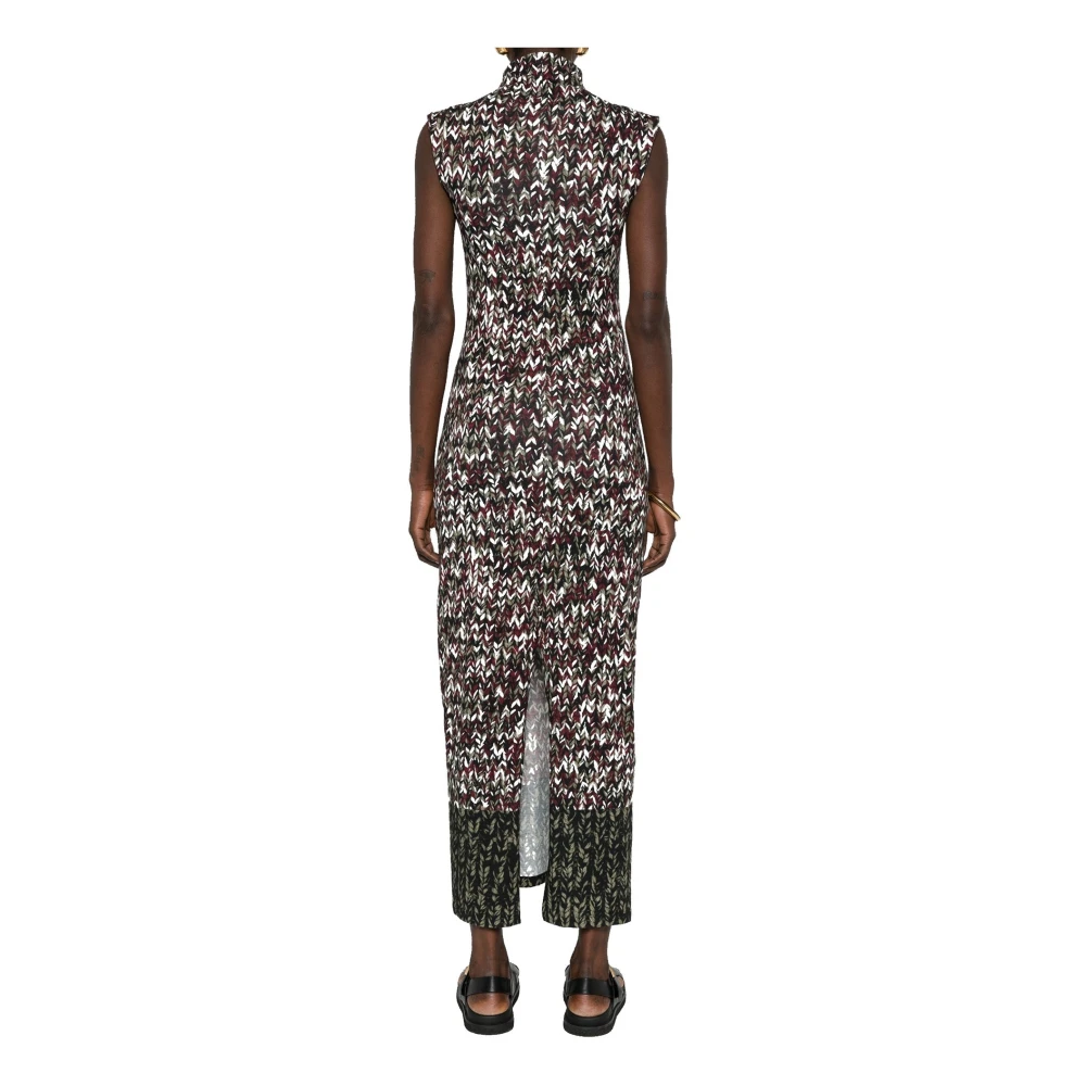 Loewe Gebreide Print Lange Jurk Mouwloos Hoge Hals Multicolor Dames