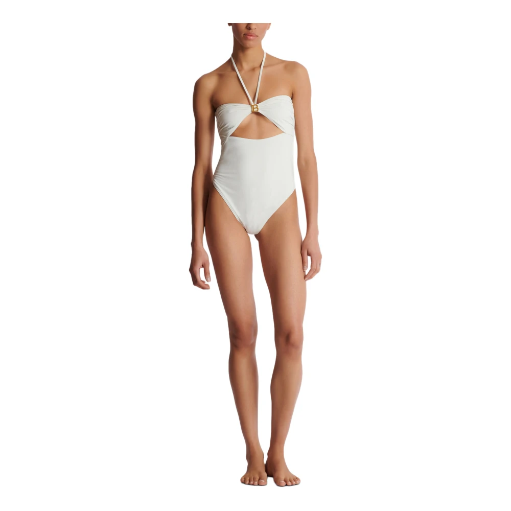 Balmain B bandeau badpak White Dames