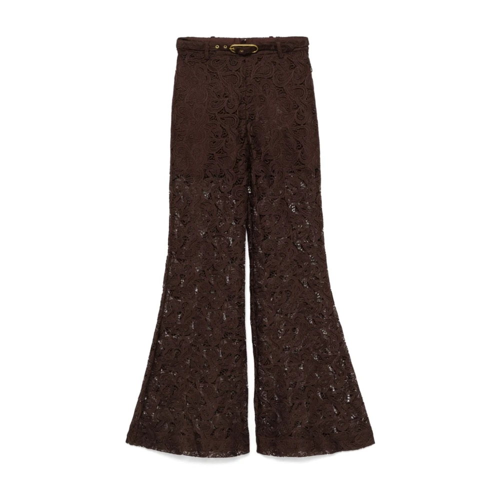 Zimmermann Bruine katoenen broek met kantdetails Brown Dames