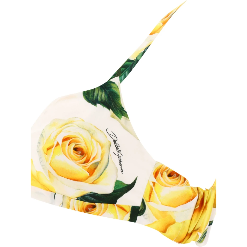 Dolce & Gabbana Rose Print Bralette van Katoen Yellow Dames