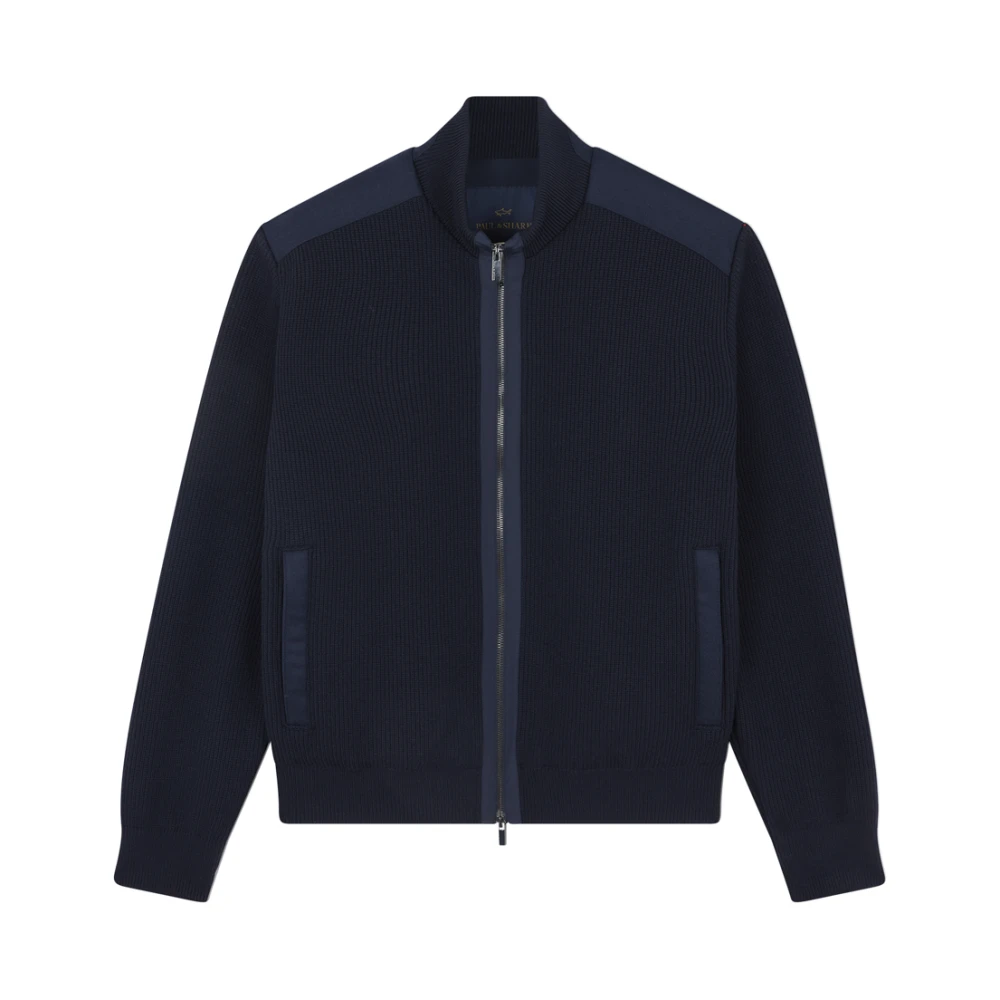 Paul & Shark , Cardigans, Male, Blue, M, Soft Cool Touch Wool Cardigan With Typhoon® Re-4X4 Stretch