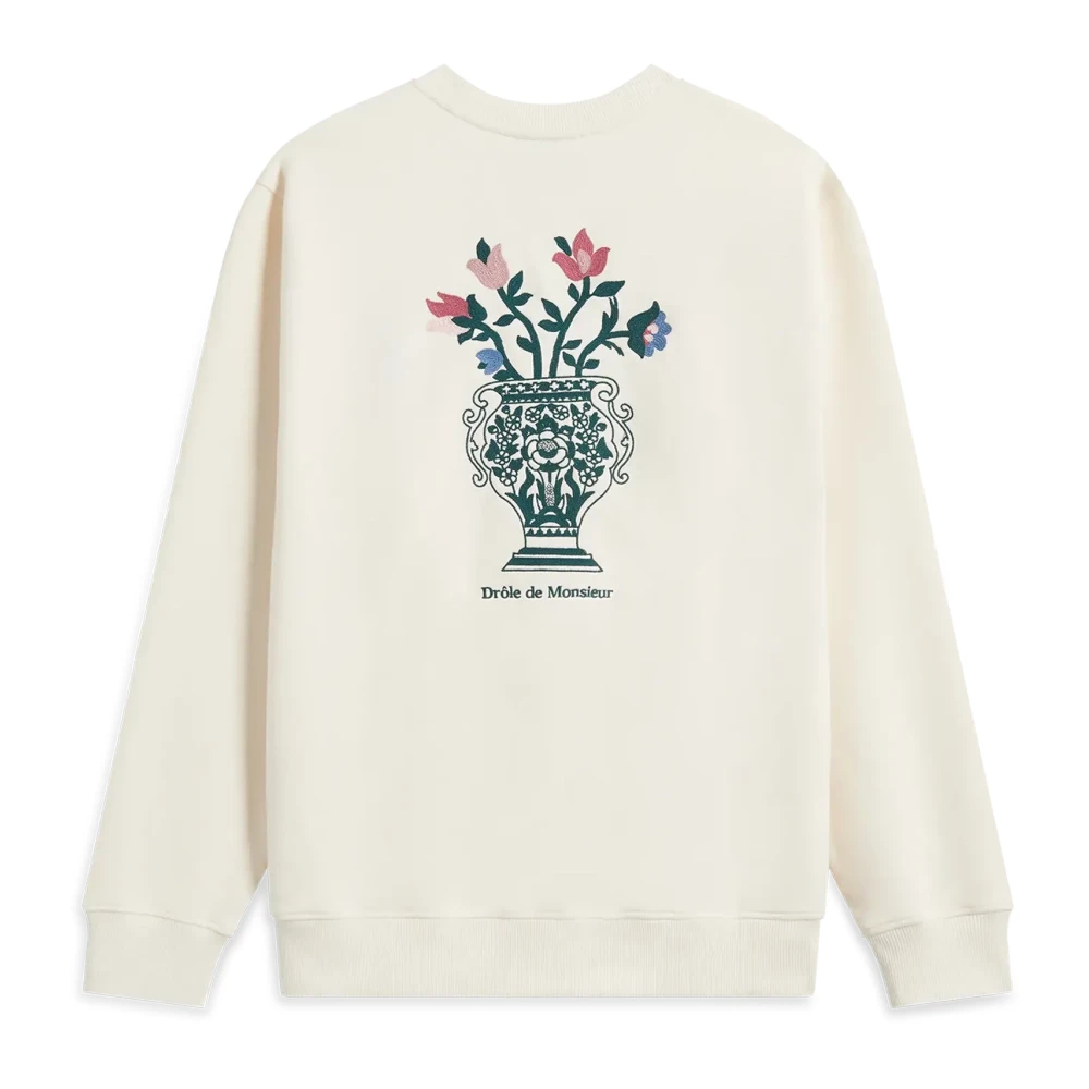 Drole de Monsieur Crème Sweatshirt met Vaas Ontwerp Beige Heren