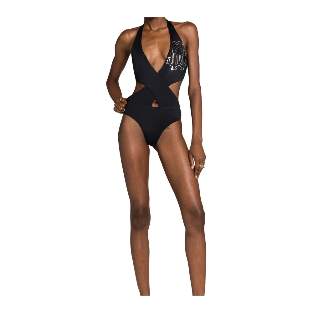 Roberto Cavalli Monogram Badpak met Cut-Out Design Black Dames