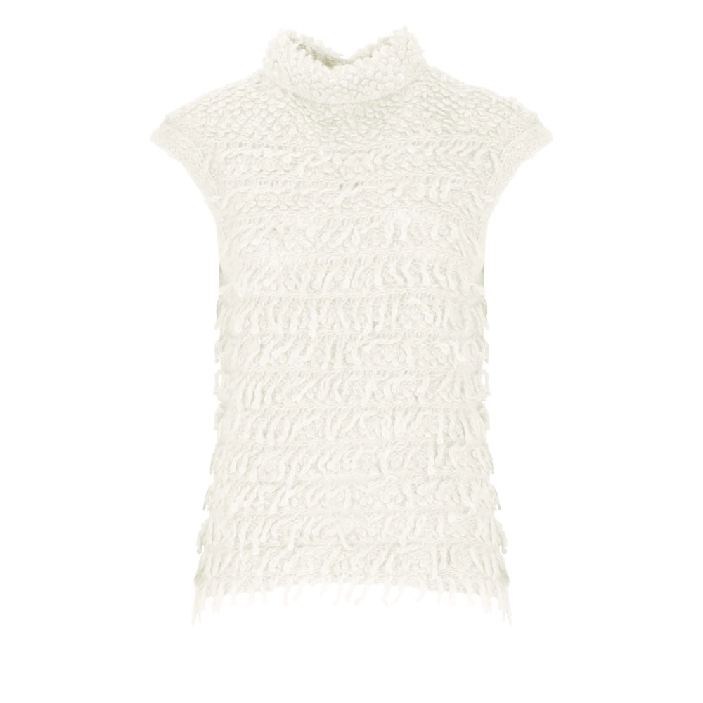 D.Exterior Ivoor Mouwloze Hoge Hals Sweater Beige Dames