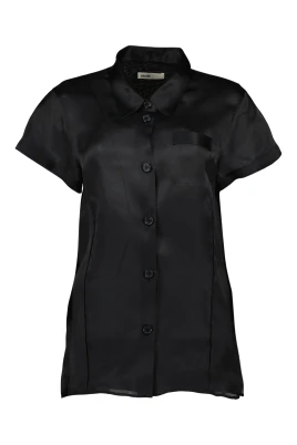 Svart Silk Keefe Skjorta