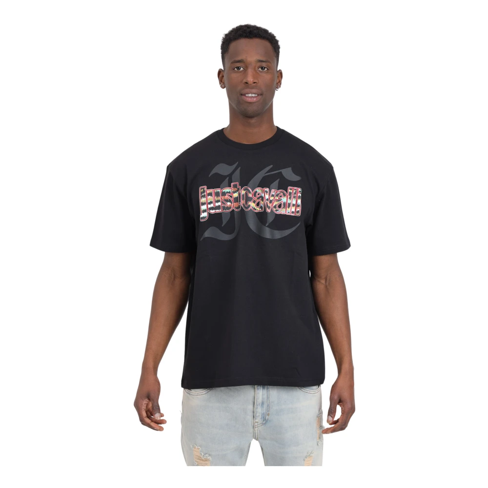Just Cavalli Grafisch Bedrukt T-Shirt Losse Pasvorm Black Heren
