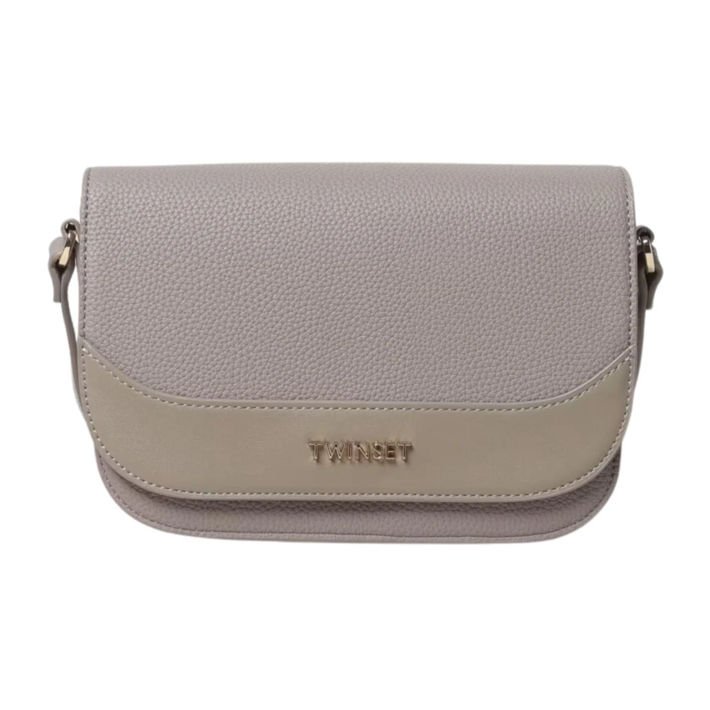 Twinset Grijze Schoudertas met Metalen Logo Gray Dames