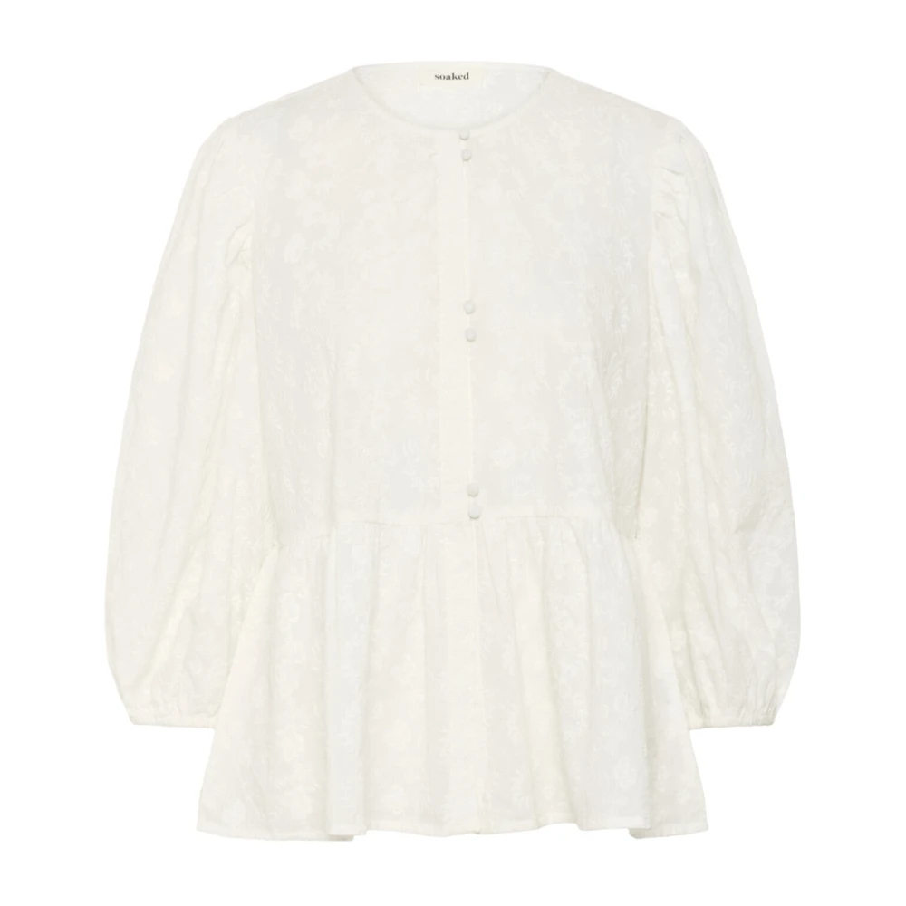 Soaked In Luxury Women's White Blouses, L, Elegant Broderie Anglaise Blouse