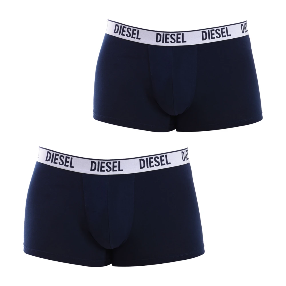 Diesel Men's Blue Underpants, Xl, 2-Pack Fitted Boxers
