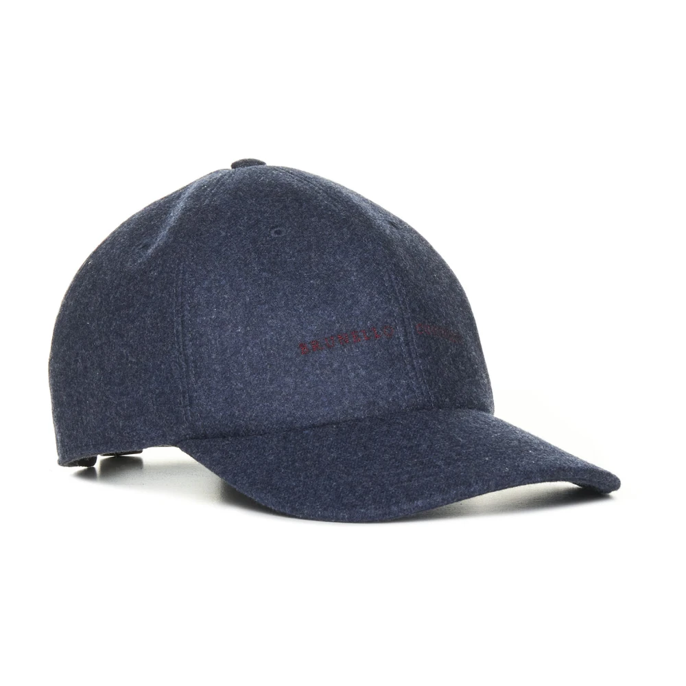 BRUNELLO CUCINELLI Blauwe Logo-geborduurde Baseballpet Blue Heren