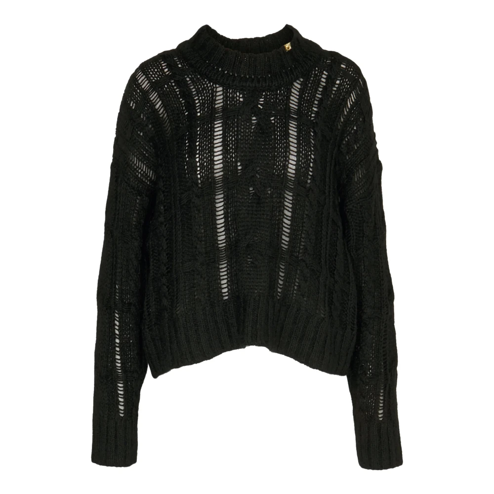 Pinko Zwarte Emione Trui met Love Birds Logo Black Dames