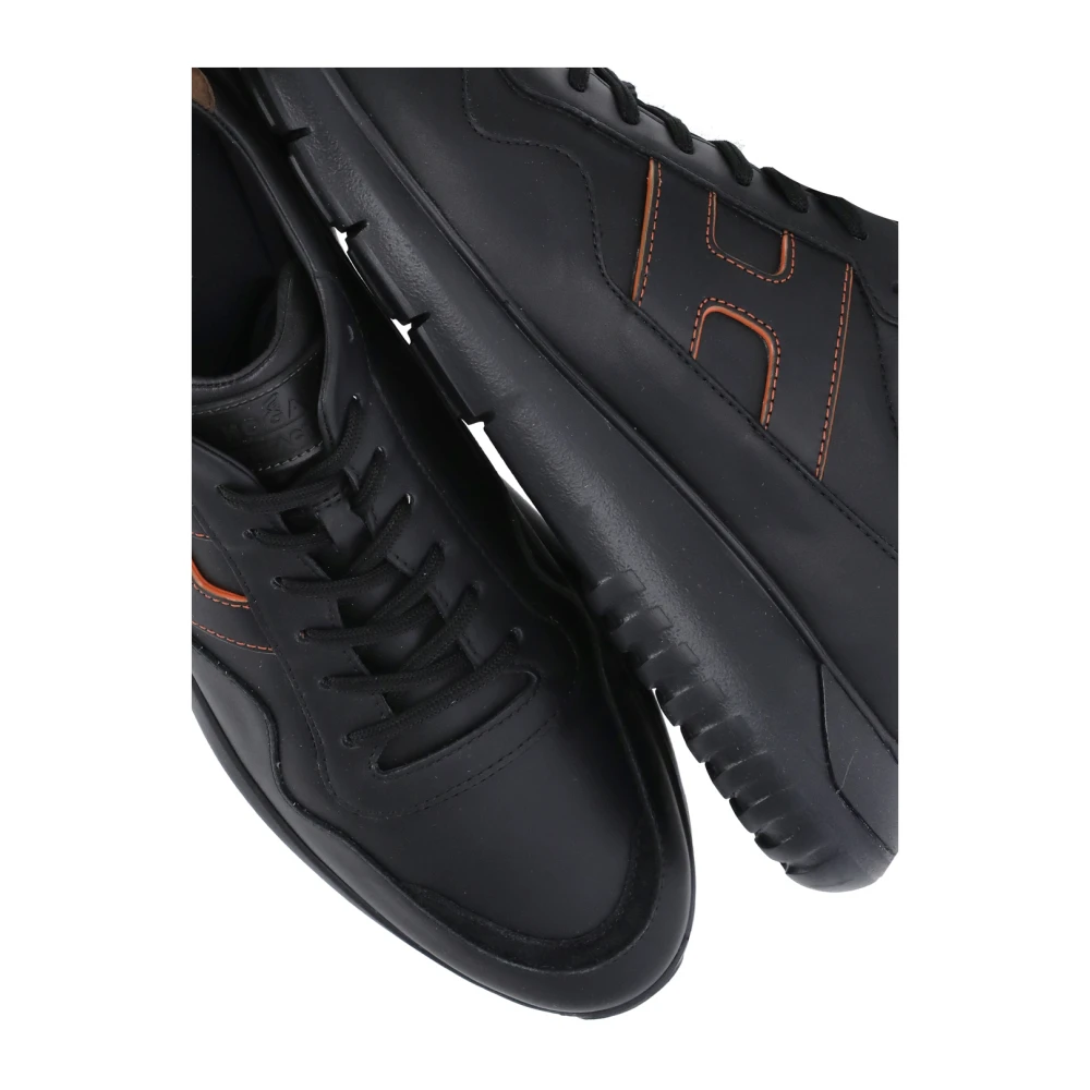 Hogan Zwarte Leren Sneakers voor Mannen Black Heren