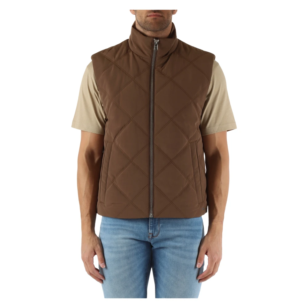 Boss Gewatteerde Mouwloze Vest Brown Heren