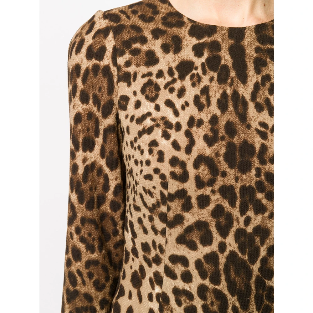 Dolce & Gabbana Luipaardprint Wollen Jurk Leo New Brown Dames