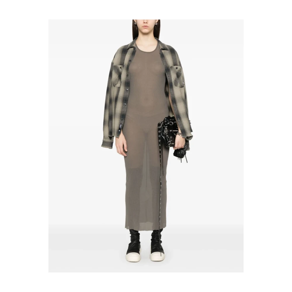 Rick Owens Grijze midi-jurk met onafgewerkte zoom Gray Dames